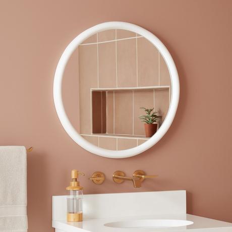 Novak Round Wood Vanity Mirror - Bright White