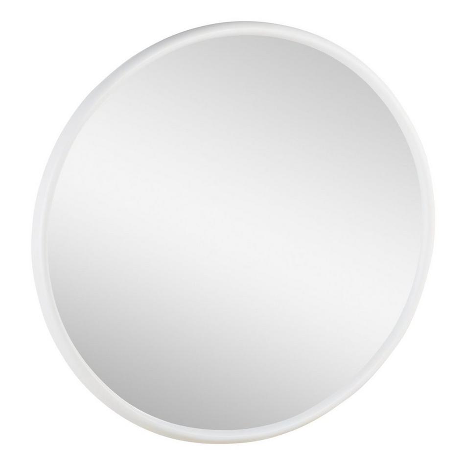 34" Novak Round Wood Vanity Mirror - Bright White, , large image number 1