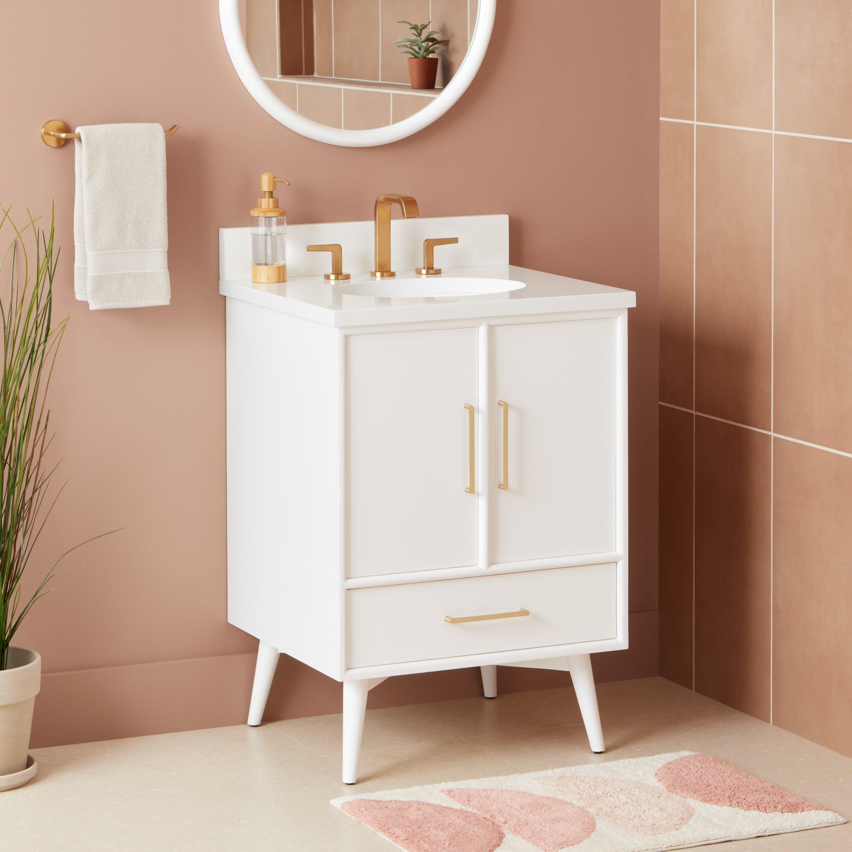 24 Novak Vanity With Undermount Sink Bright White Signature Hardware   485124 Novak Vanity Bright White 24 AW UM Wide Beauty10 