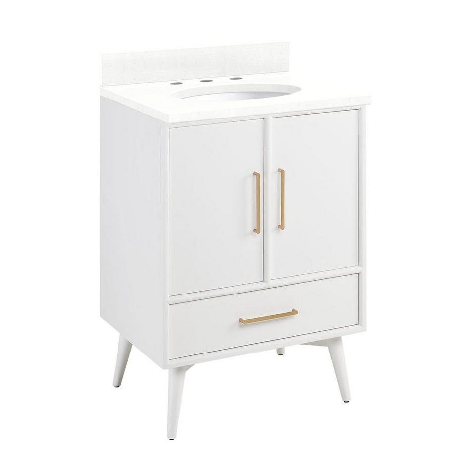 24" Novak Vanity with Undermount Sink - Bright White - Feathered White Quartz - Widespread, , large image number 0