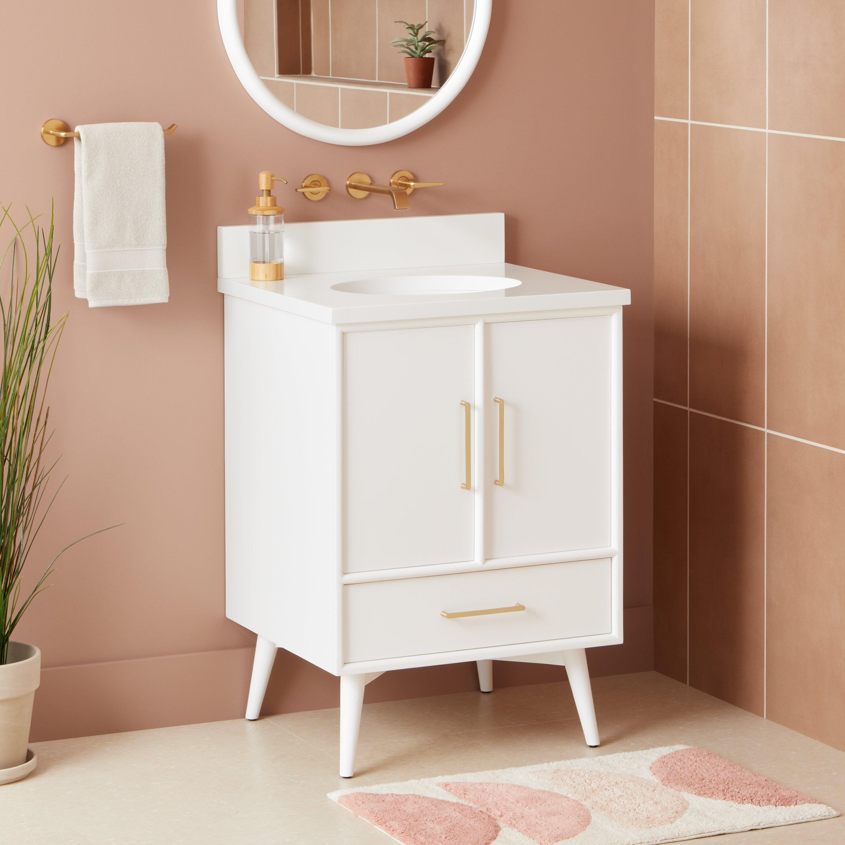 24 Novak Vanity With Undermount Sink Bright White Signature Hardware   485126 Novak Vanity Bright White 24 AW UM No Holes Beauty10 