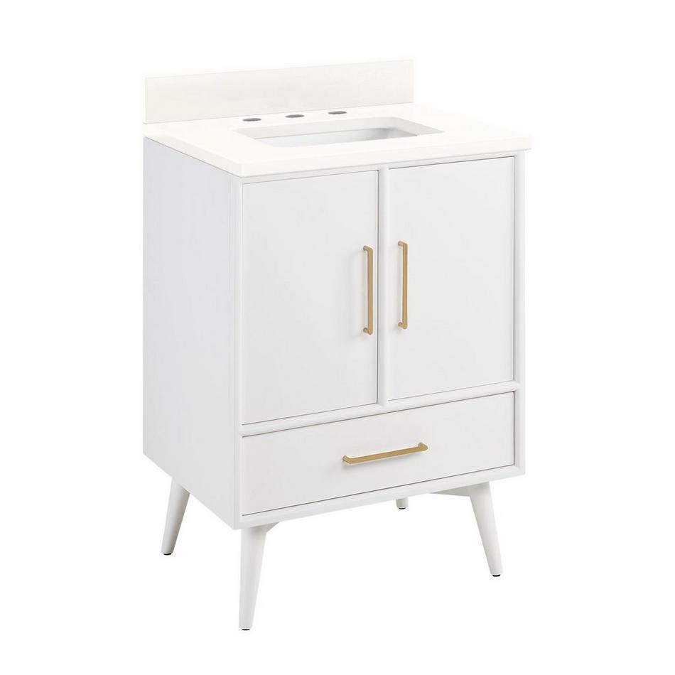 24" Novak Vanity with Rectangular Undermount Sink - Bright White - Arctic White Quartz - Widespread, , large image number 1