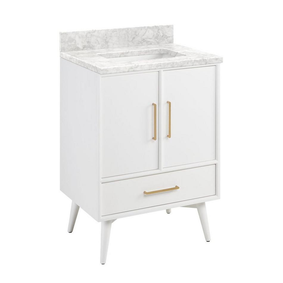 24" Novak Vanity with Rectangular Undermount Sink - Bright White - Carrara Marble - No Faucet Holes, , large image number 0