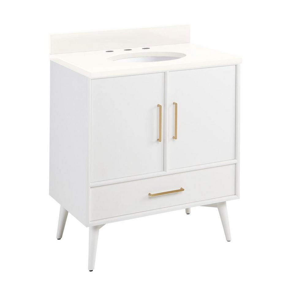 30" Novak Vanity with Undermount Sink - Bright White - Arctic White Quartz - Widespread, , large image number 1