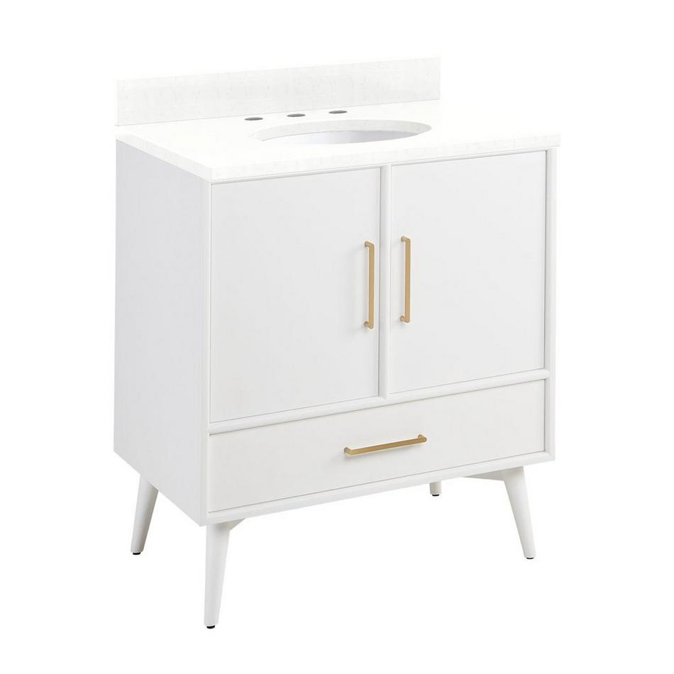 30" Novak Vanity with Undermount Sink - Bright White - Feathered White Quartz - Widespread, , large image number 0