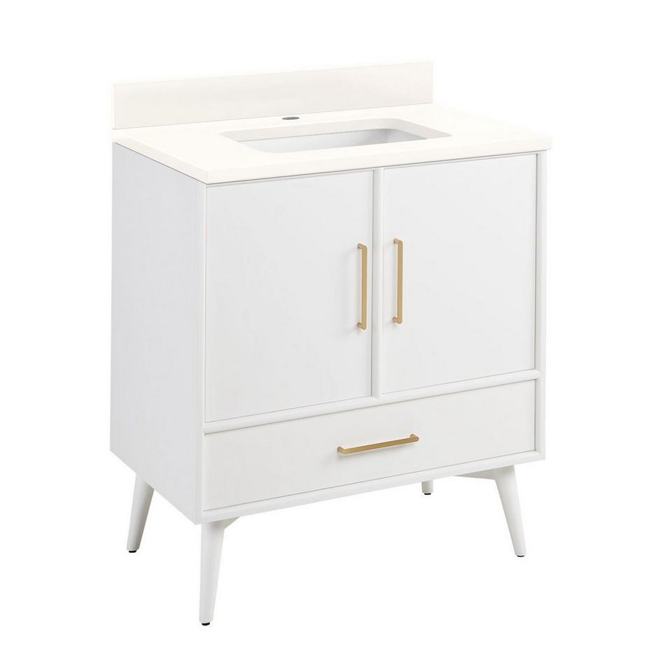 30" Novak Vanity with Rectangular Undermount Sink - Bright White - Arctic White Quartz - Single Hole, , large image number 1