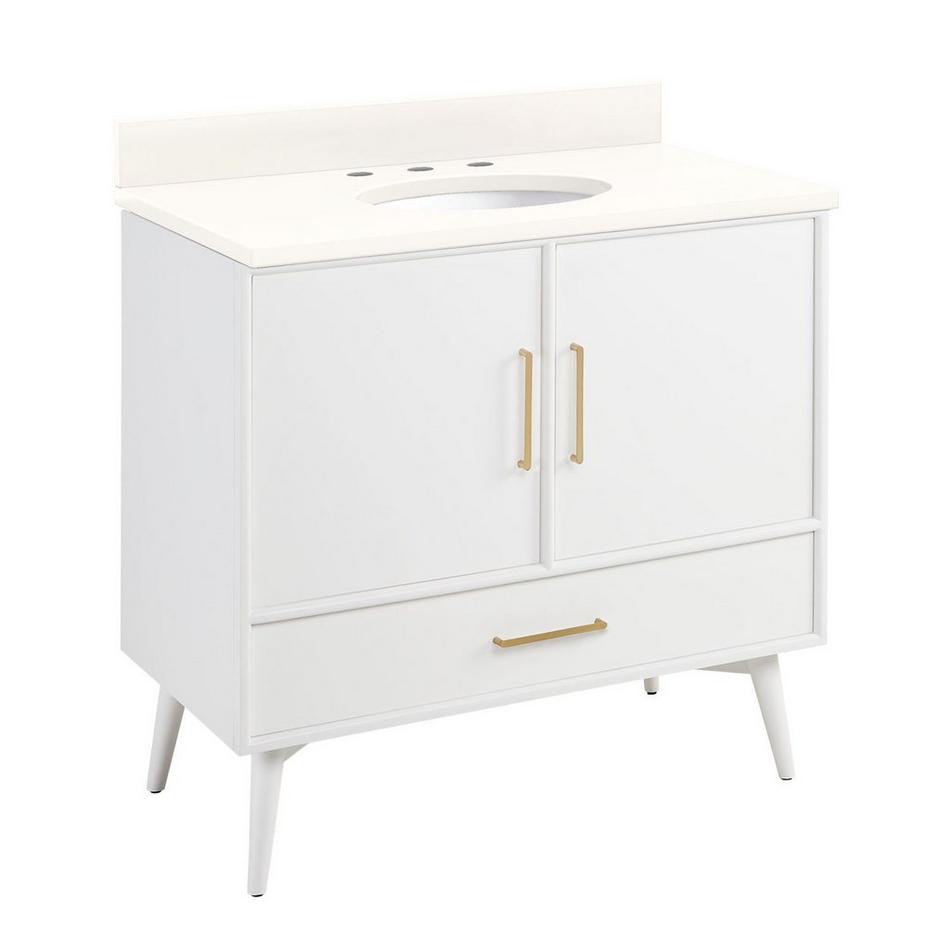 36" Novak Vanity with Undermount Sink - Bright White - Arctic White Quartz - Widespread, , large image number 1