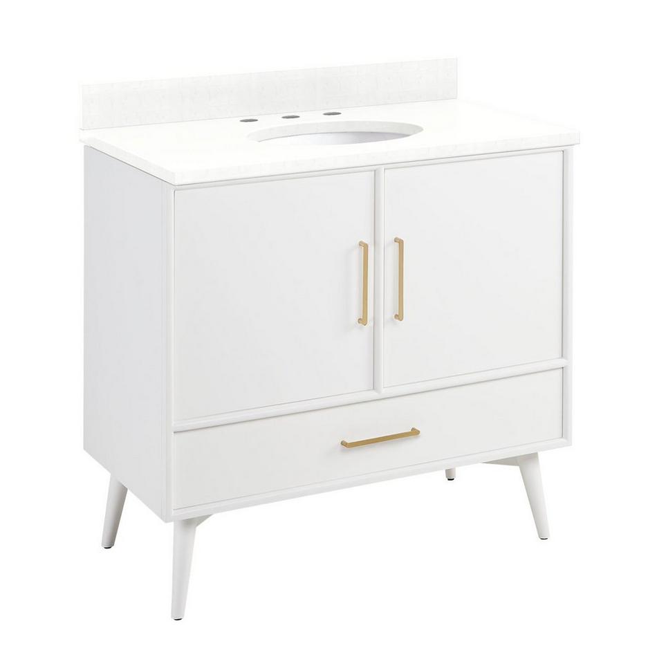 36" Novak Vanity with Undermount Sink - Bright White - Feathered White Quartz - Widespread, , large image number 0