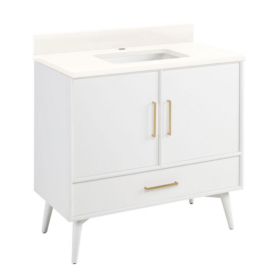 36" Novak Vanity with Rectangular Undermount Sink - Bright White - Arctic White Quartz - Single Hole, , large image number 1