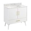 36" Novak Vanity with Rectangular Undermount Sink - Bright White - Carrara Marble - No Faucet Holes, , large image number 0