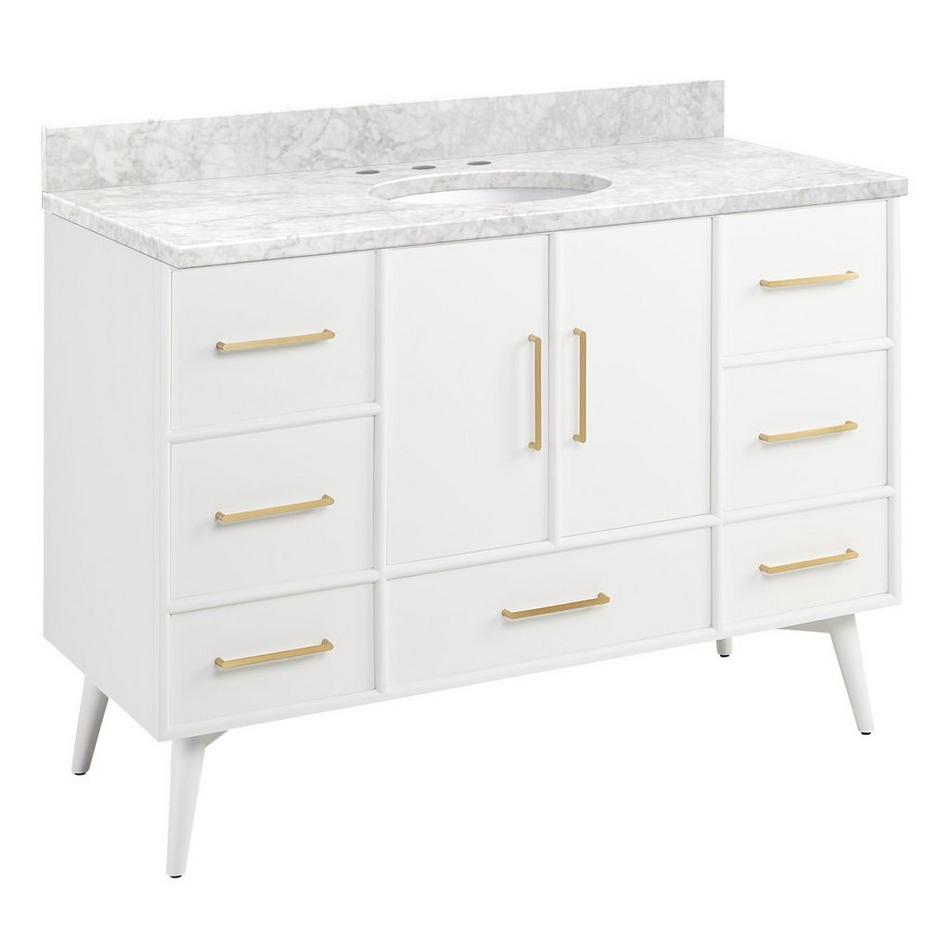 48" Novak Vanity with Undermount Sink - Bright White - Carrara Marble - Widespread, , large image number 0