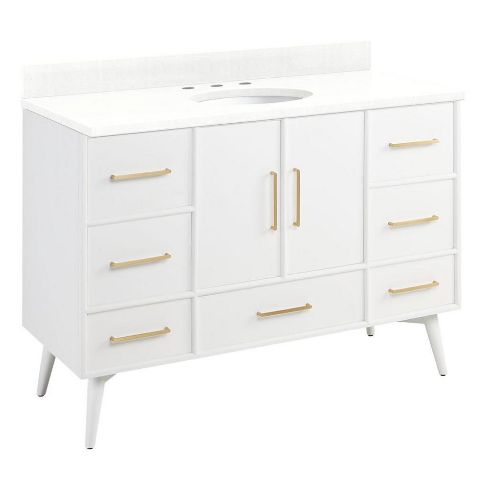48" Novak Vanity with Undermount Sink - Bright White - Feathered White Quartz - Widespread, , large image number 0