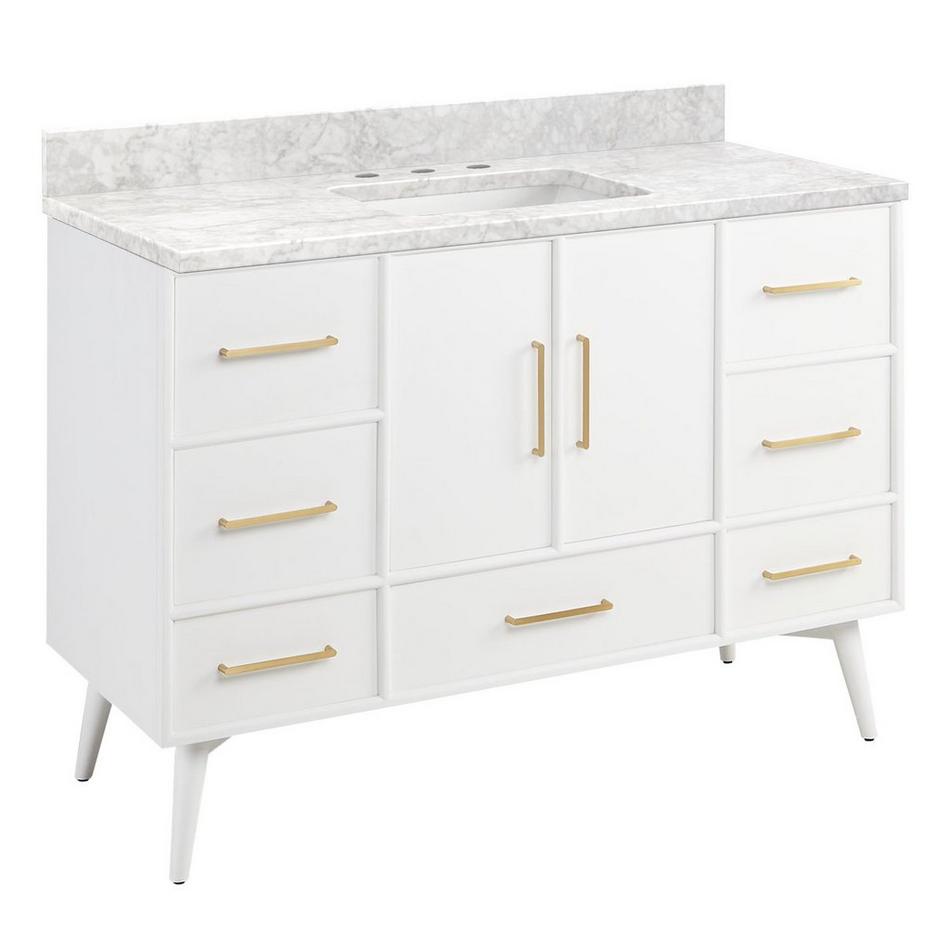 48" Novak Vanity with Rectangular Undermount Sink - Bright White - Carrara Marble - Widespread, , large image number 0