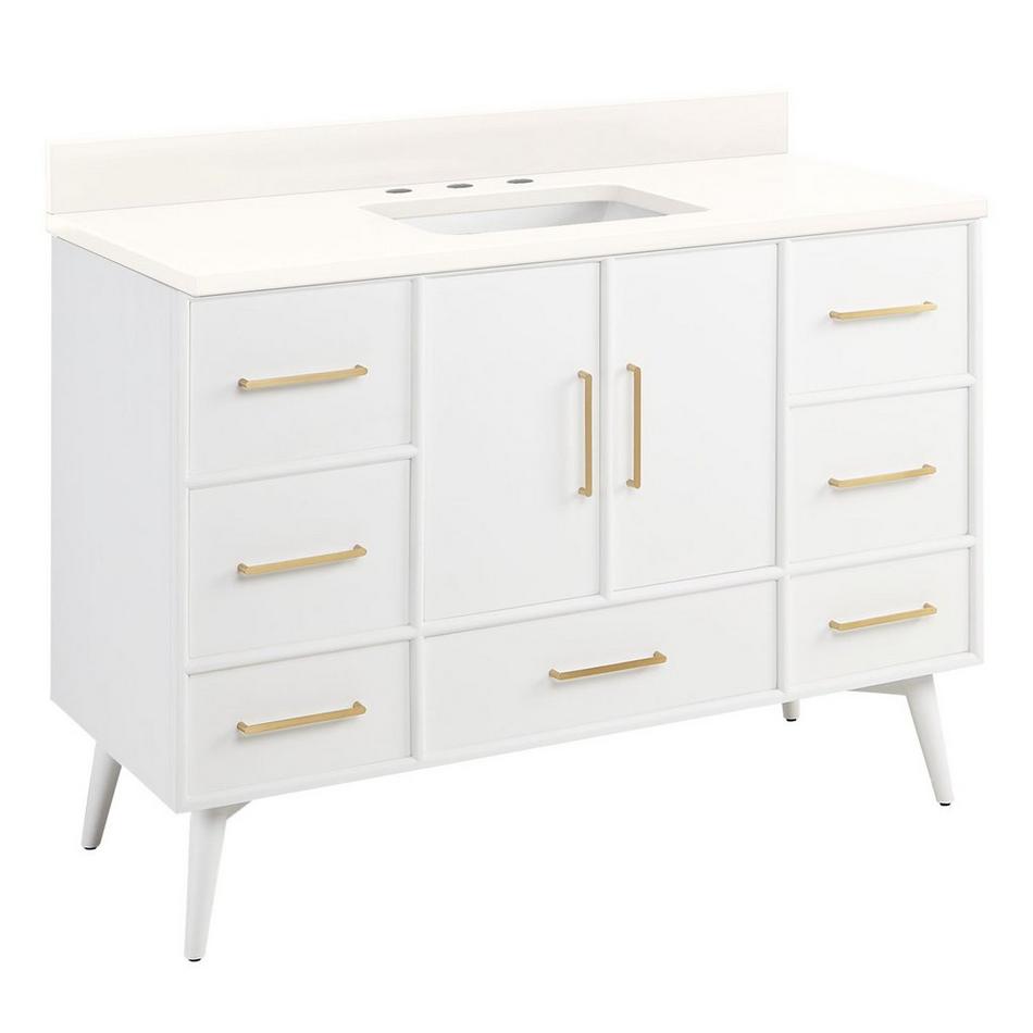 48" Novak Vanity with Rectangular Undermount Sink - Bright White - Arctic White Quartz - Widespread, , large image number 1