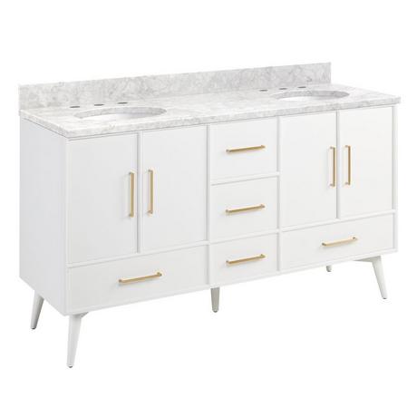 60" Novak Vanity with Undermount Sinks - Bright White