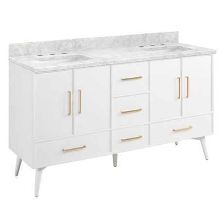 60" Novak Vanity with Rectangular Undermount Sinks - Bright White