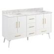 60" Novak Vanity with Rectangular Undermount Sinks - Bright White - Carrara Marble - Single Hole, , large image number 0