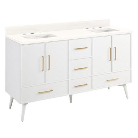 60" Novak Vanity with Rectangular Undermount Sinks - Bright White