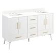 60" Novak Vanity with Rectangular Undermount Sinks - Bright White - Feathered White - Widespread, , large image number 0
