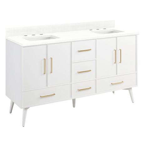 60" Novak Vanity with Rectangular Undermount Sinks - Bright White