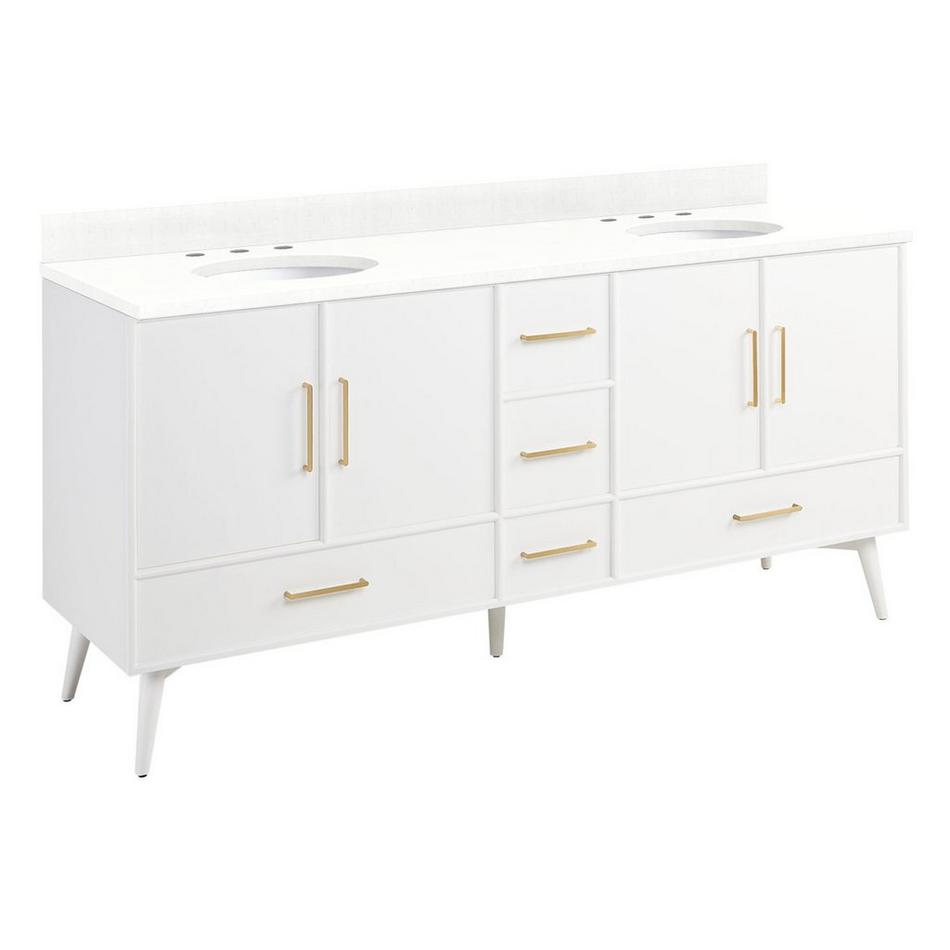 72" Novak Vanity with Undermount Sinks - Bright White - Feathered White Quartz - Widespread, , large image number 1