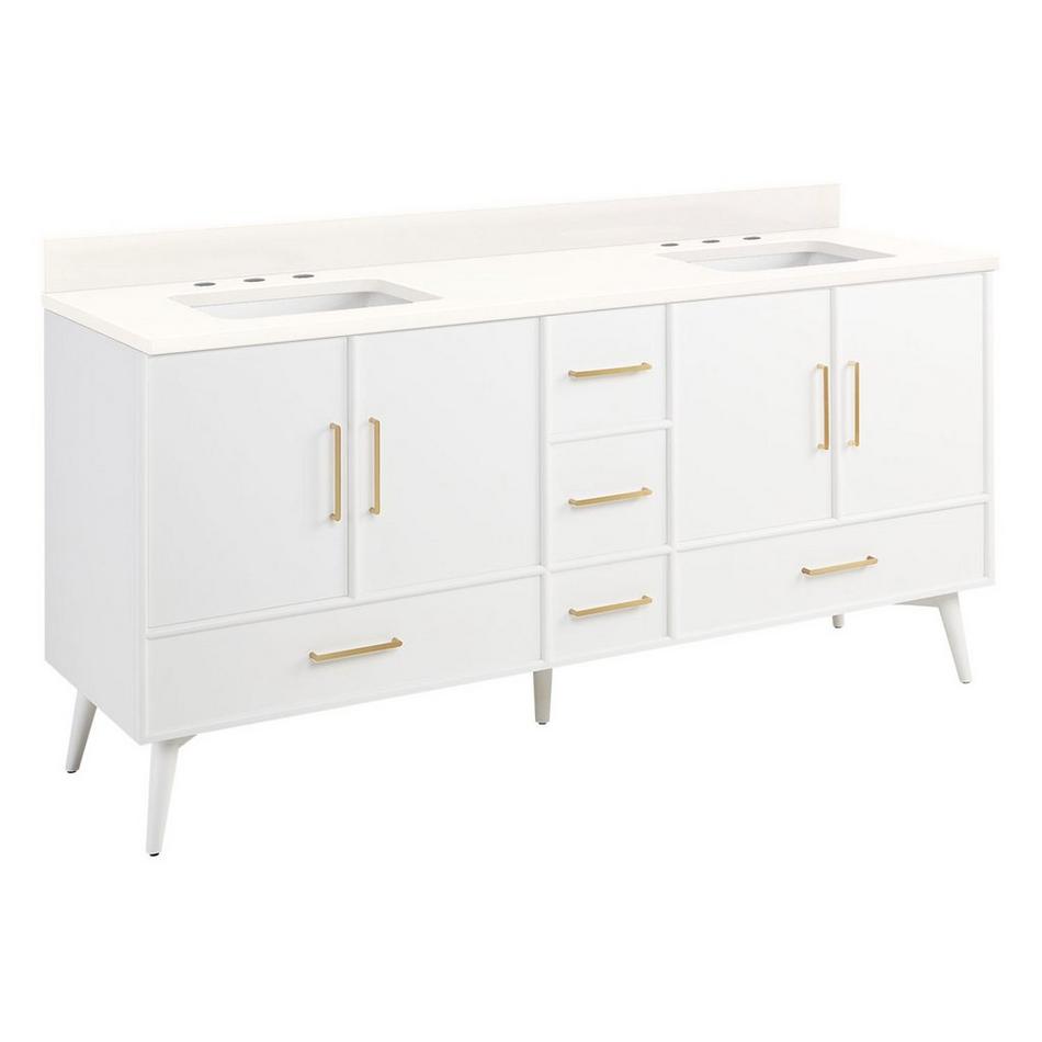 72" Novak Vanity with Rectangular Undermount Sinks - Bright White - Arctic White Quartz - Widespread, , large image number 0