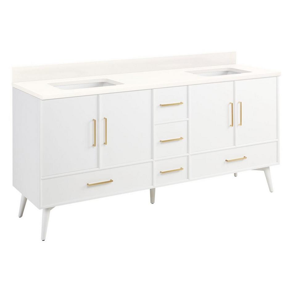 72" Novak Vanity with Rectangular Undermount Sinks - Bright White - Arctic White - No Faucet Holes, , large image number 1