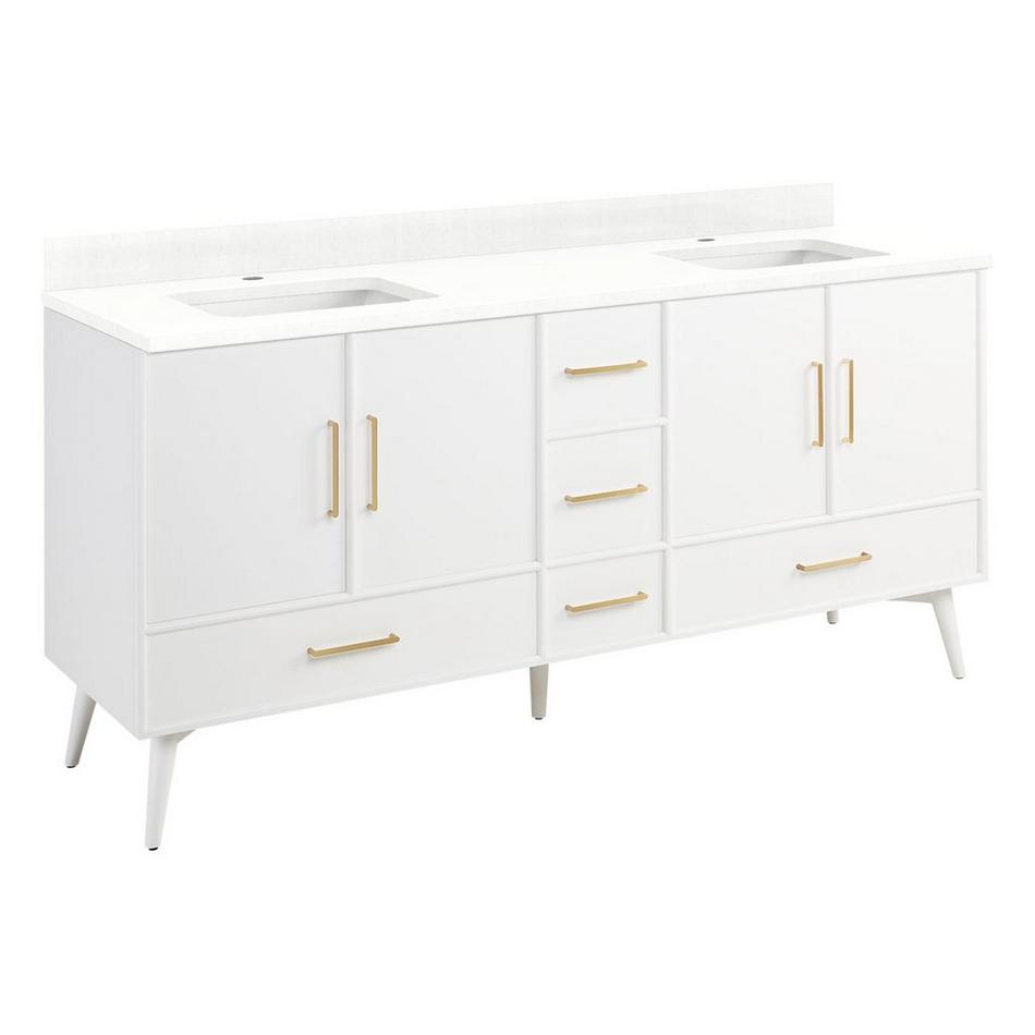72" Novak Vanity with Rectangular Undermount Sinks - Bright White - Feathered White - Single Hole, , large image number 1
