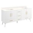 72" Novak Vanity with Rectangle Undermount Sinks - Bright White - Arctic White Quartz - Single Hole, , large image number 0