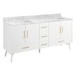 72" Novak Vanity with Rectangular Undermount Sinks - Bright White - Carrara Marble - No Faucet Holes, , large image number 0