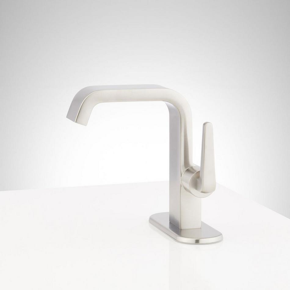 Drea Single-Hole Bathroom Faucet with Deck Plate - Brushed Nickel, , large image number 1