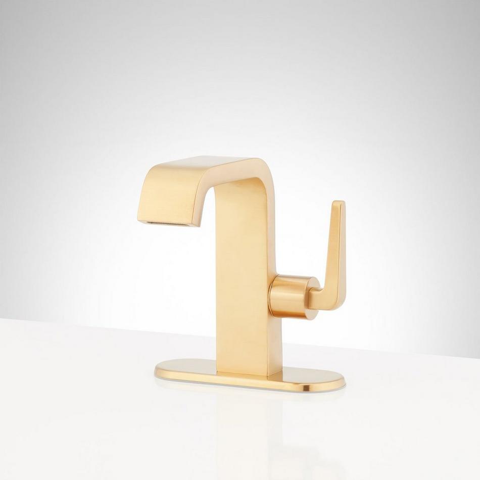 Drea Single-Hole Bathroom Faucet with Deck Plate - Brushed Gold, , large image number 0