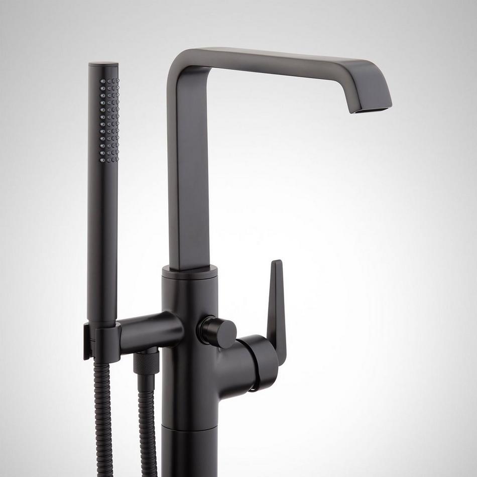 Drea Freestanding Tub Faucet with Hand Shower and Rough-In Valve - Matte Black, , large image number 1