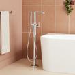 Drea Freestanding Tub Faucet with Hand Shower and Rough-In Valve with Stops - Chrome, , large image number 0