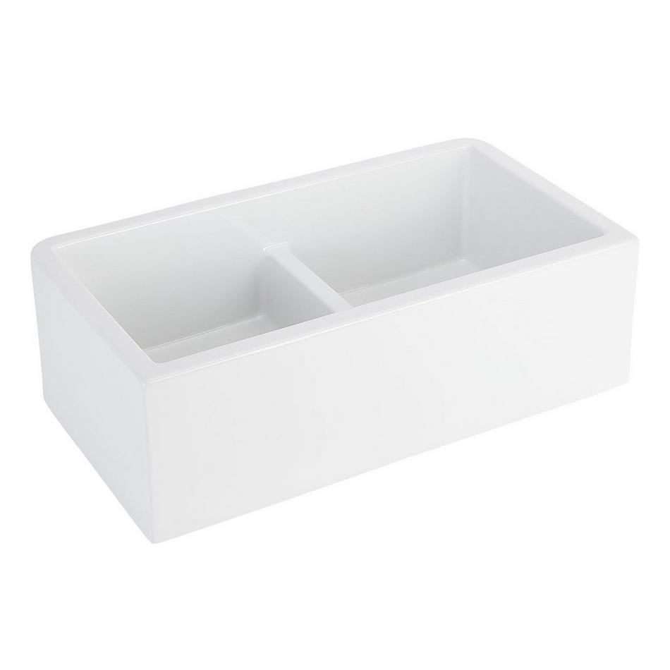 33" Grigham Double Bowl Fireclay Farmhouse Sink - White, , large image number 2