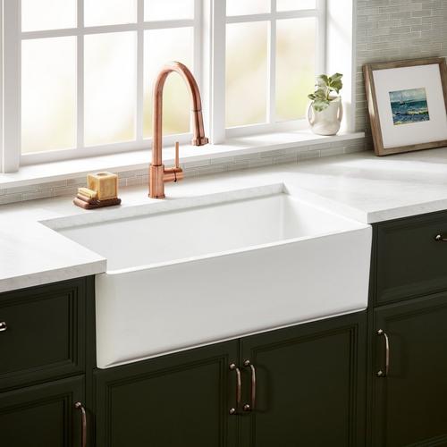 36" Grigham Fireclay Farmhouse Sink in White