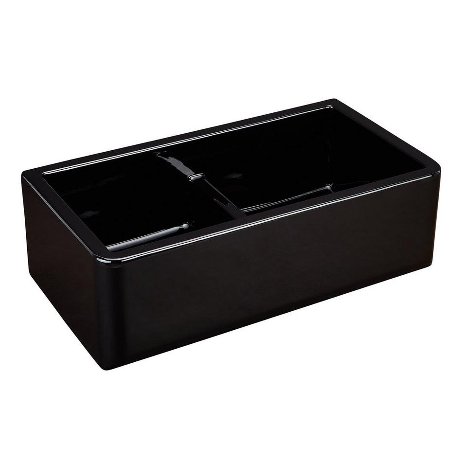 33" Grigham Double Bowl Fireclay Farmhouse Sink - Gloss Black, , large image number 1