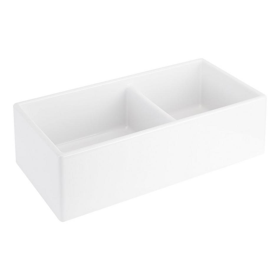 36" Rowena Double Bowl Fireclay Farmhouse Sink - White, , large image number 1