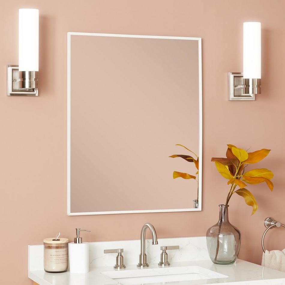 24" Kardon Rectangular Framed Mirror - Satin White, , large image number 0