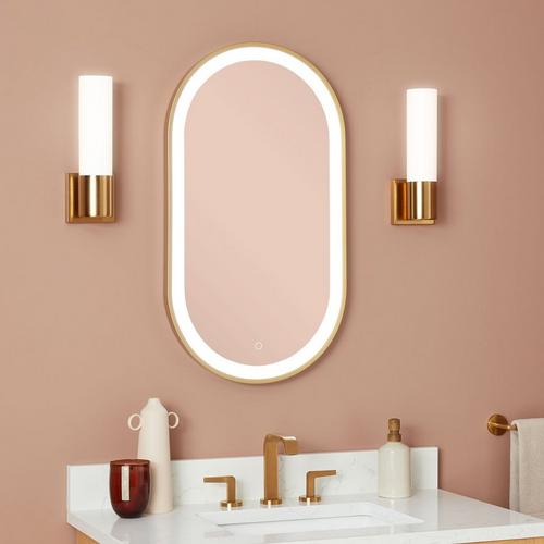 18" Faysel Oval Lighted Mirror - Satin Gold