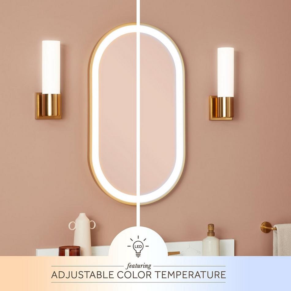 18" Faysel Oval Lighted Mirror - Satin Gold, , large image number 1
