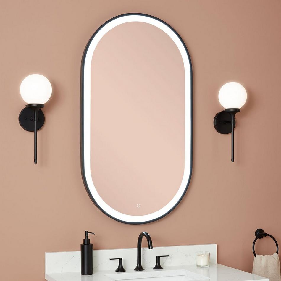 24" Faysel Oval Lighted Mirror - Matte Black Powder Coat, , large image number 0