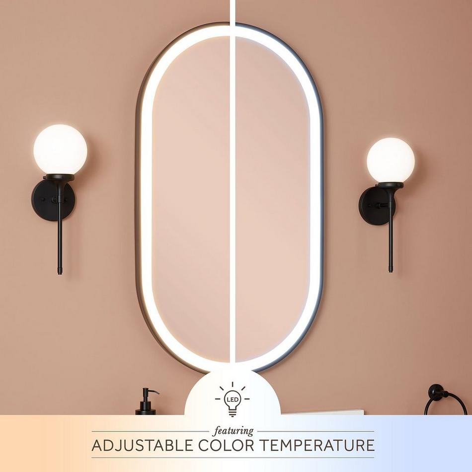24" Faysel Oval Lighted Mirror - Matte Black Powder Coat, , large image number 1