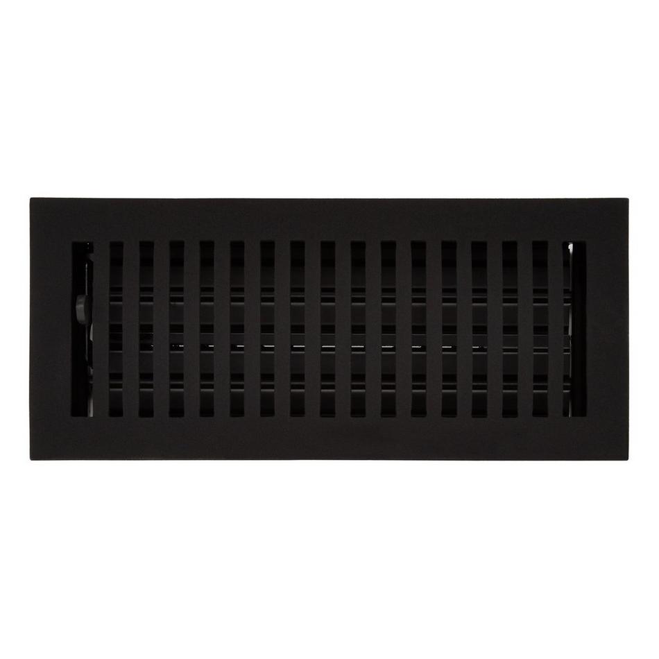Modern Cast Iron Oversized Floor Register - Black Powder Coat - 4" X 10" (5-1/4" x 11-5/16" Overall), , large image number 0