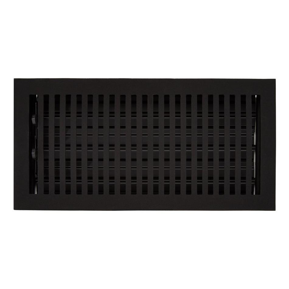 Modern Cast Iron Oversized Floor Register - Black Powder Coat - 6" X 14" (7" x 15-1/4" Overall), , large image number 0