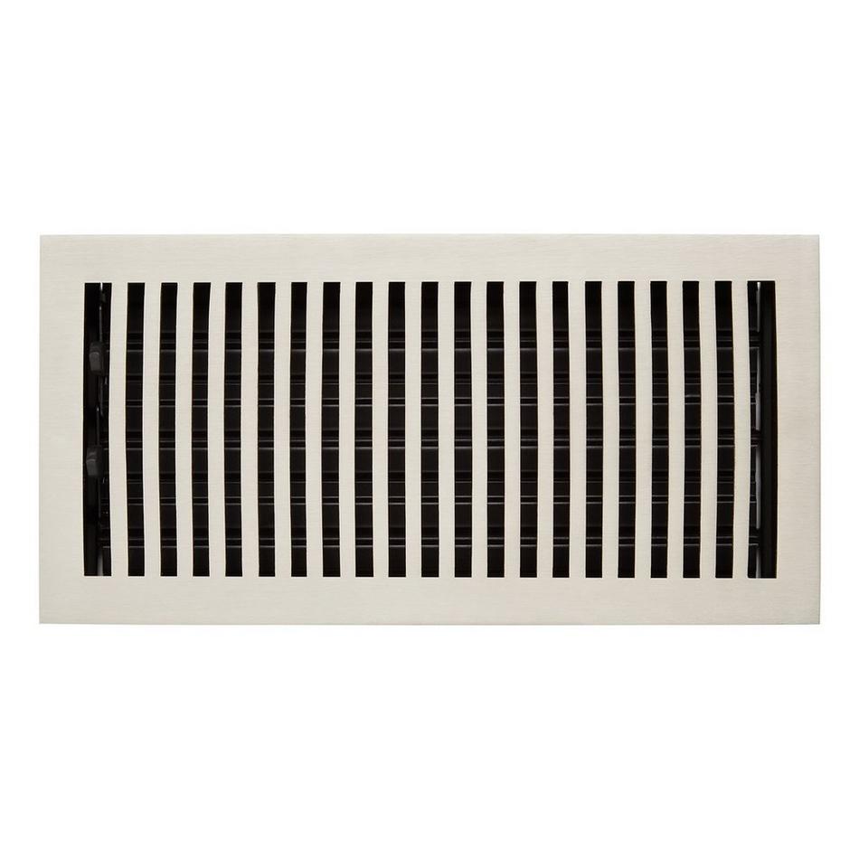 Modern Solid Brass Oversized Floor Register - Brushed Nickel - 6" X 14" (7" x 15-1/4" Overall), , large image number 0