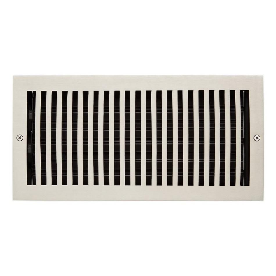 Modern Solid Brass Oversized Wall Register - Brushed Nickel - 6" X 14" (7" x 15-1/4" Overall), , large image number 0