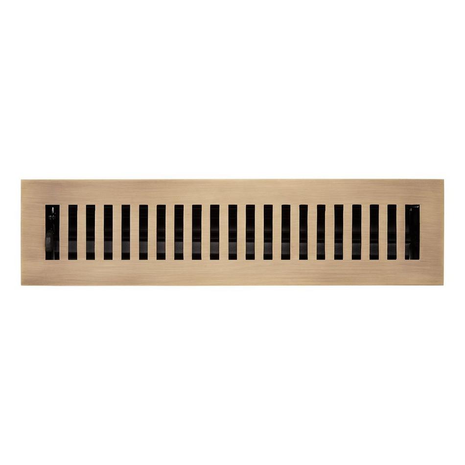 Modern Solid Brass Floor/Wall Register - Antique Brass - 2-1/4" X 10"(3-1/2" x 11-5/16" Overall), , large image number 0