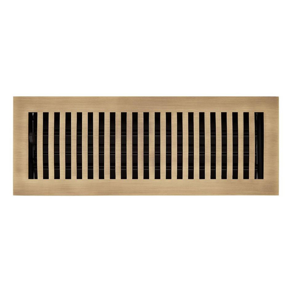 Modern Solid Brass Floor/Wall Register - Antique Brass - 4" X 10" (5-1/4" x 11-5/16" Overall), , large image number 0