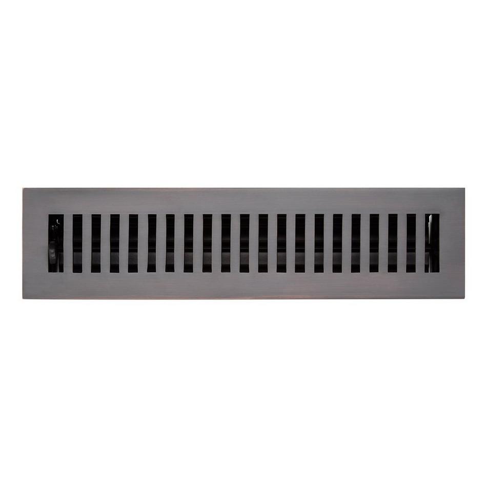 Modern Solid Brass Floor/Wall Register - Oil Rubbed Bronze- 2-1/4" X 12" (3-1/2" x 13-5/16" Overall), , large image number 0